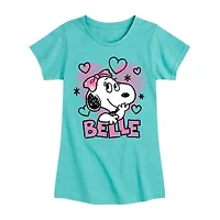 Heart Belle Big Kid Girls Crew Neck Short Sleeve Peanuts T-Shirt