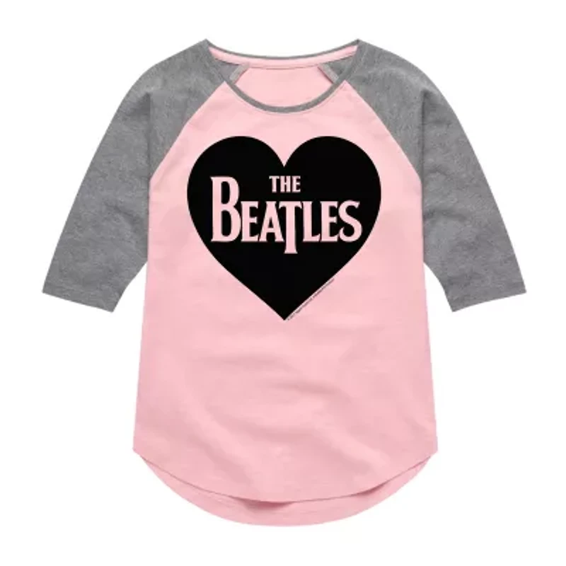 Love Big Kid Girls Crew Neck 3/4 Sleeve The Beatles T-Shirt