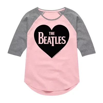 Love Big Kid Girls Crew Neck 3/4 Sleeve The Beatles T-Shirt