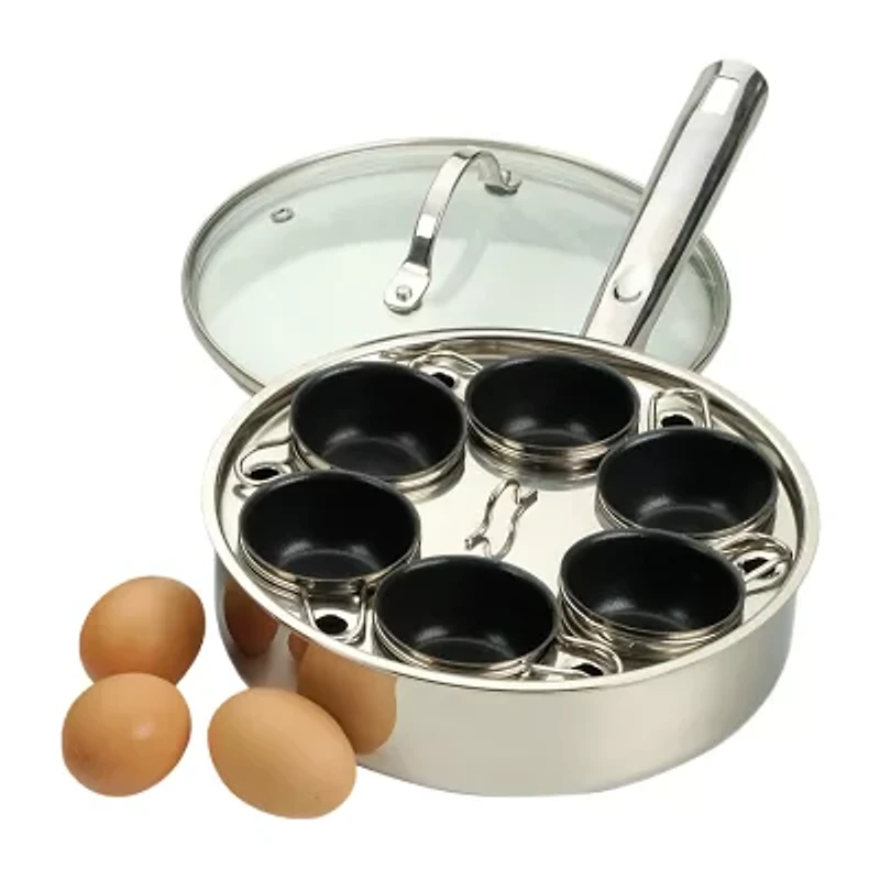 Design Imports Stainless Steel 6- Egg Poacher Set