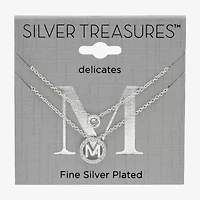 Silver Treasures Delicates Initial Womens Cubic Zirconia 2-pc. Necklace Set