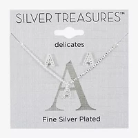 Silver Treasures Delicates Initial Womens Cubic Zirconia Pure Over Brass 2-pc. Jewelry Set