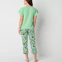 Liz Claiborne Womens Round Neck Short Sleeve 2-pc. Pajama Sets
