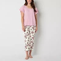 Liz Claiborne Womens Round Neck Short Sleeve 2-pc. Pajama Sets