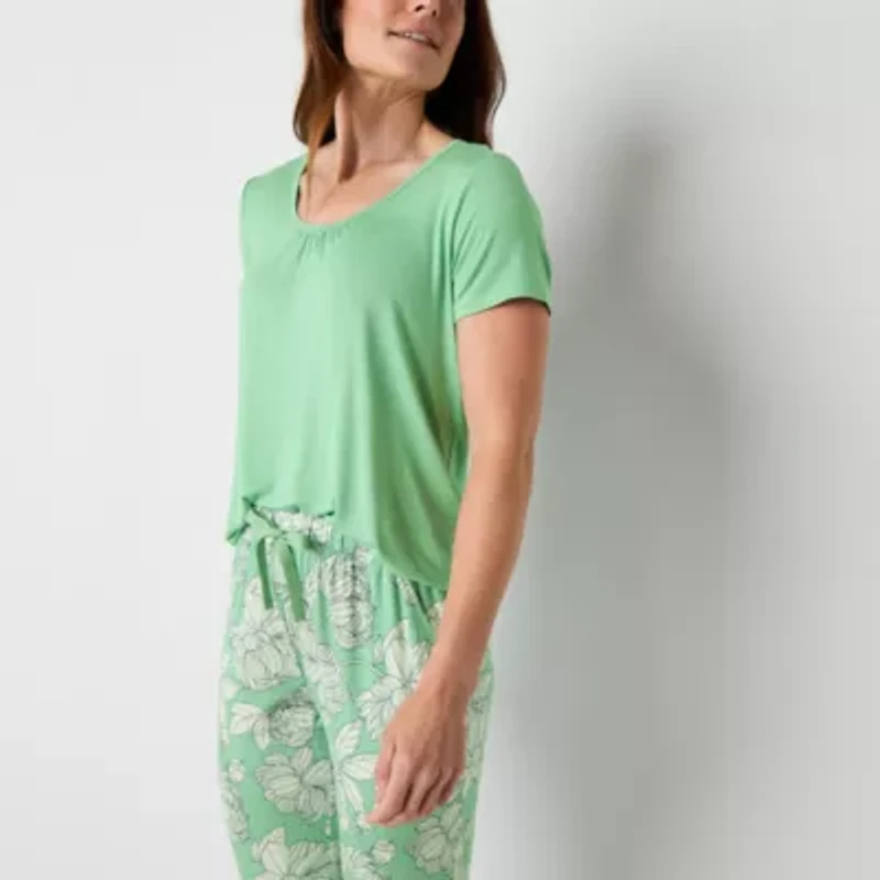 Liz Claiborne Cool and Calm Womens Short Sleeve 2-pc. Pajama Sets