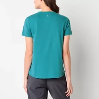 Xersion Womens Cotton Crew Neck Short Sleeve T-Shirt Tall