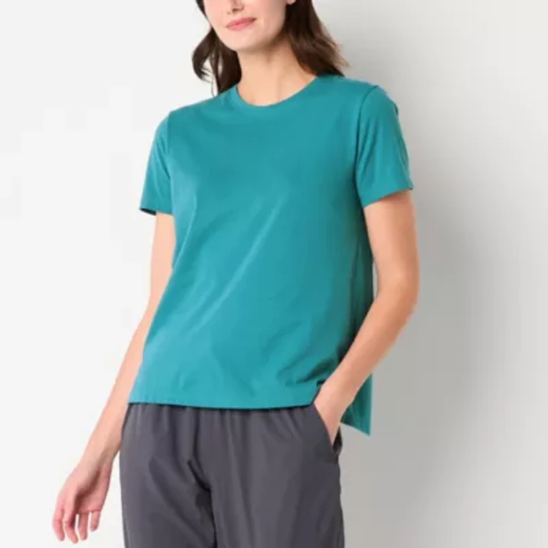 Xersion Womens Cotton Crew Neck Short Sleeve T-Shirt Tall