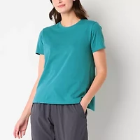 Xersion Womens Cotton Crew Neck Short Sleeve T-Shirt Tall