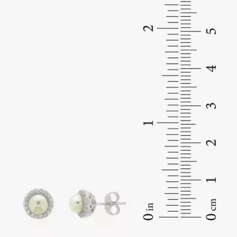 Limited Quantities! Genuine White Cultured Freshwater Pearl 10K White Gold 7mm Stud Earrings