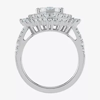 (G / Si2) Womens 21.5MM Lab Grown Diamond 14K White Gold Pear Cluster Band