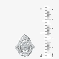 (G / Si2) Womens 21.5MM Lab Grown Diamond 14K White Gold Pear Cluster Band