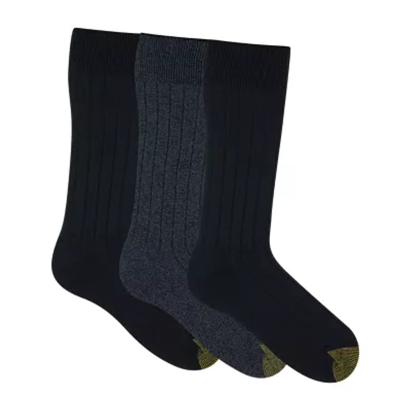 Gold Toe Nantucket Dress Mens 3 Pair Crew Socks