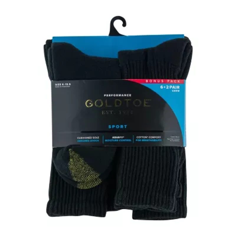 Gold Toe Athletic Sport Bonus Pack Mens 8 Pair Crew Socks