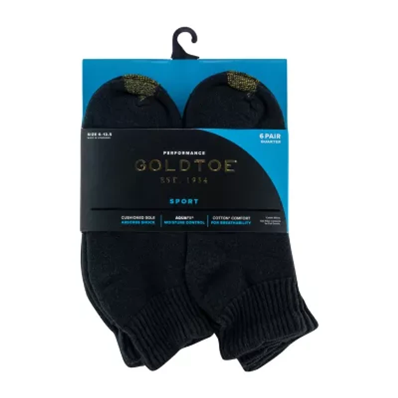 Gold Toe Athletic Sport Mens Breathable Multi-Pack 6 Pair Quarter Ankle Socks
