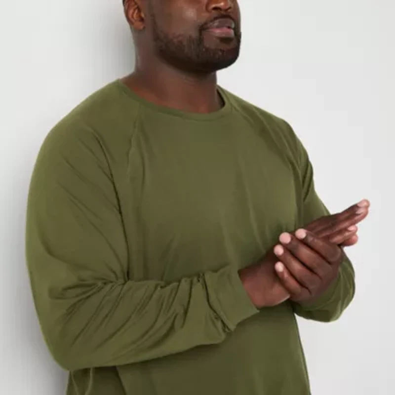 Shaquille O'Neal XLG Mens Crew Neck Long Sleeve Big and Tall Pajama Top