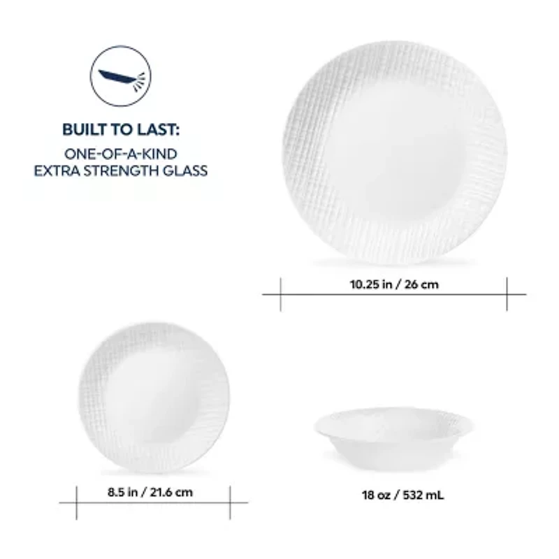 Corelle Linen Weave 12-pc. Glass Dinnerware Set