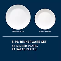 Corelle Shimmering White 8 Piece Glass Dinnerware Set