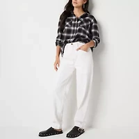 a.n.a Plaid Womens Long Sleeve Blouse