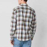 mutual weave Brushed Slub Mens Long Sleeve Regular Fit Button-Down Shirt