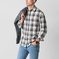 mutual weave Brushed Slub Mens Long Sleeve Regular Fit Button-Down Shirt