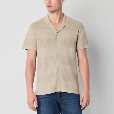 mutual weave Mens Short Sleeve Regular Fit Button-Down Shirt