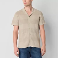 mutual weave Mens Short Sleeve Regular Fit Button-Down Shirt