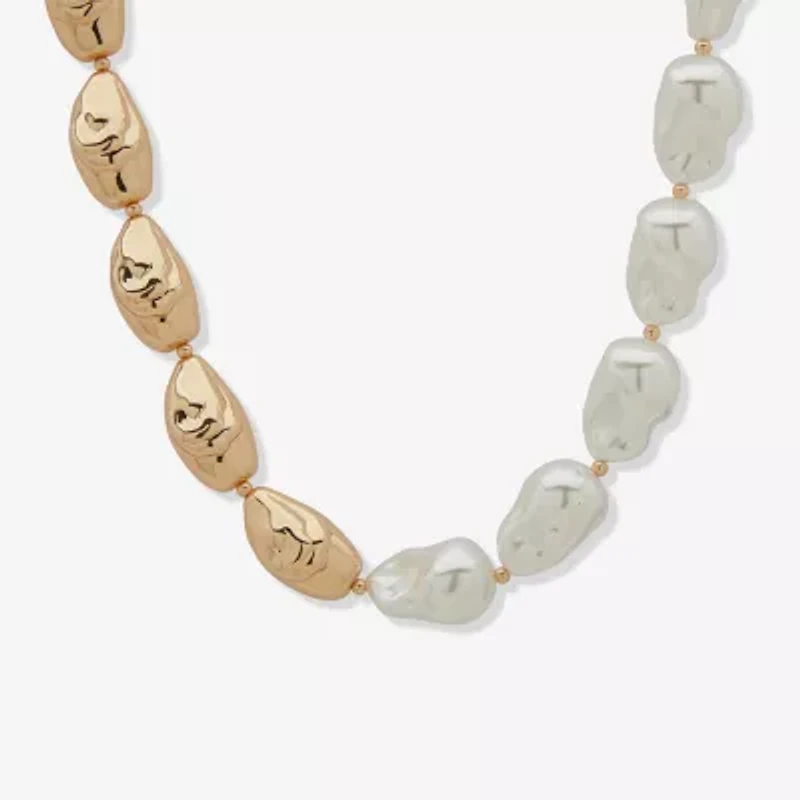 Worthington Gold Tone Womens 17 Inch Collar Necklace