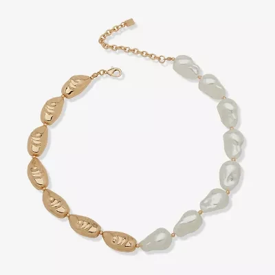 Worthington Gold Tone Womens 17 Inch Collar Necklace