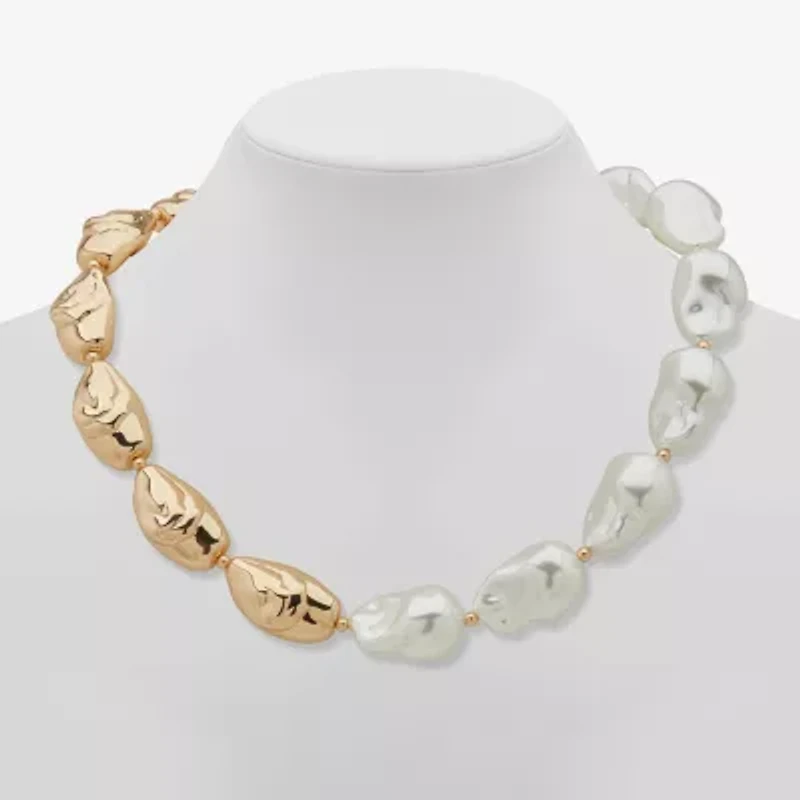 Worthington Gold Tone Womens 17 Inch Collar Necklace