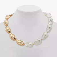Worthington Gold Tone Womens 17 Inch Collar Necklace