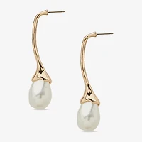 Worthington Gold Tone Womens Simulated Pearl Drop Earrings