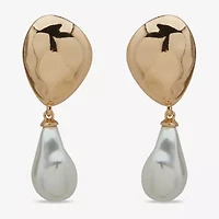Worthington Gold Tone Womens Simulated Pearl Drop Earrings