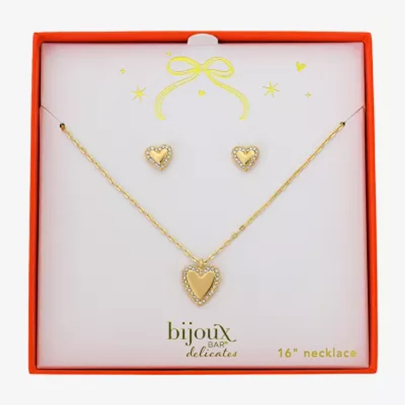 Bijoux Bar Delicates Womens Glass Heart 2-pc. Jewelry Set