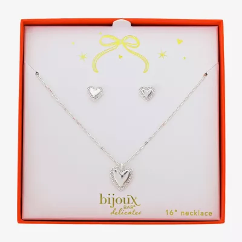 Bijoux Bar Delicates Womens Glass Heart 2-pc. Jewelry Set