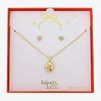 Bijoux Bar Delicates Gold Tone Womens Glass Heart 2-pc. Jewelry Set