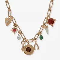 a.n.a Gold Tone Womens 16 Inch Statement Necklace
