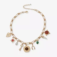 a.n.a Gold Tone Womens 16 Inch Statement Necklace