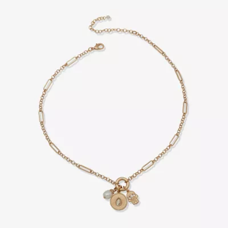 a.n.a Gold Tone Womens White 18 Inch Strand Necklace