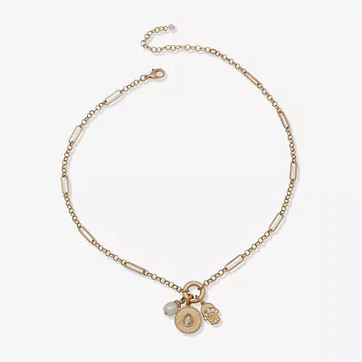 a.n.a Gold Tone Womens White 18 Inch Strand Necklace