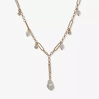 a.n.a Gold Tone Womens White 18 Inch Strand Necklace