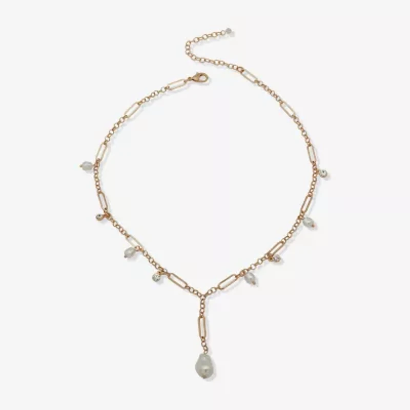 a.n.a Gold Tone Womens White 18 Inch Strand Necklace