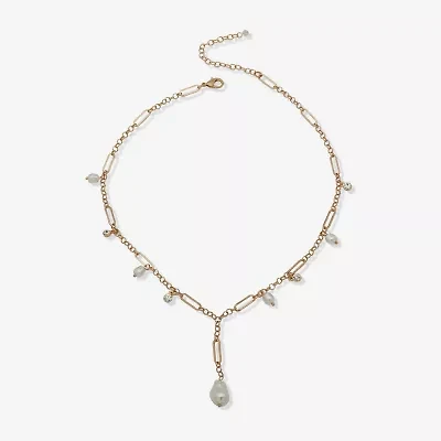 a.n.a Gold Tone Womens White 18 Inch Strand Necklace