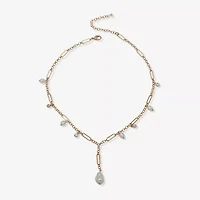 a.n.a Gold Tone Womens White 18 Inch Strand Necklace