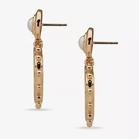 a.n.a Gold Tone Womens Pink Simulated Pearl Heart Drop Earrings