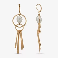 a.n.a Gold Tone Womens White Simulated Pearl Drop Earrings