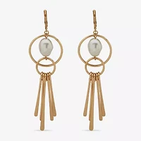 a.n.a Gold Tone Womens White Simulated Pearl Drop Earrings