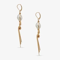 a.n.a Gold Tone Womens White Simulated Pearl Drop Earrings