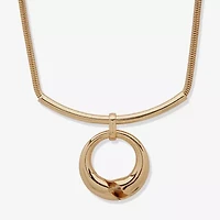 Worthington Gold Tone Womens 17 Inch Pendant Necklace