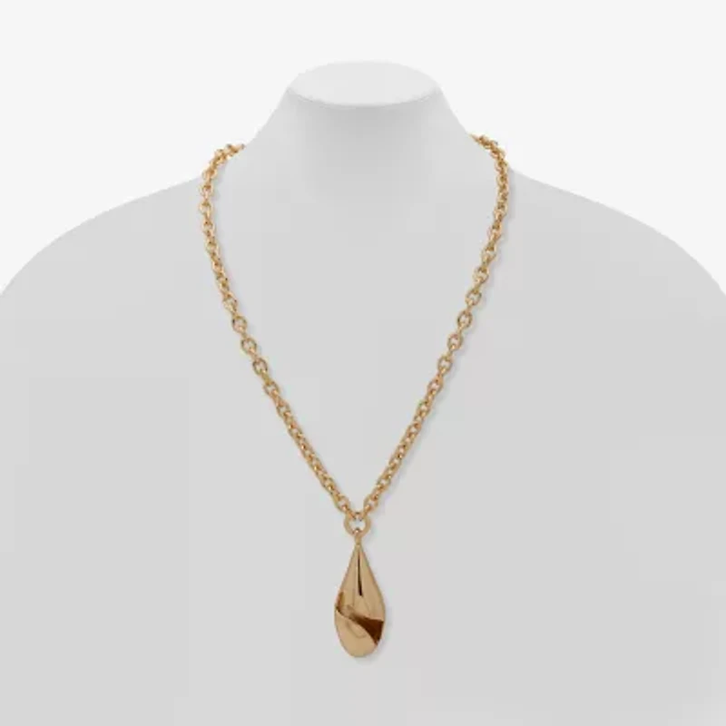 Worthington Gold Tone Womens 34 Inch Pendant Necklace