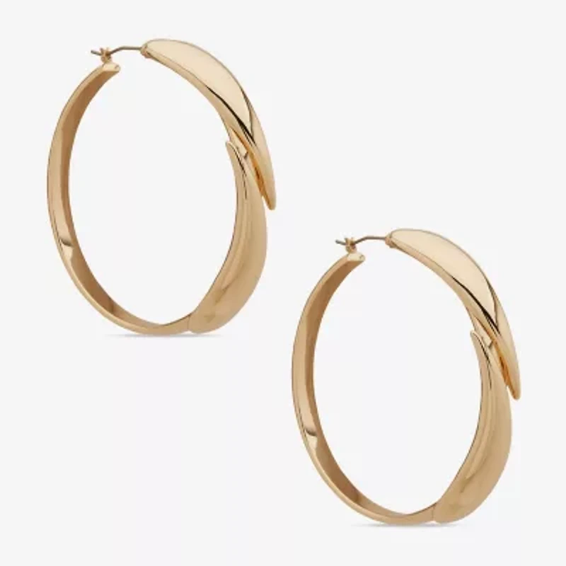 Worthington Gold Tone Womens 58.4mm Hoop Earrings